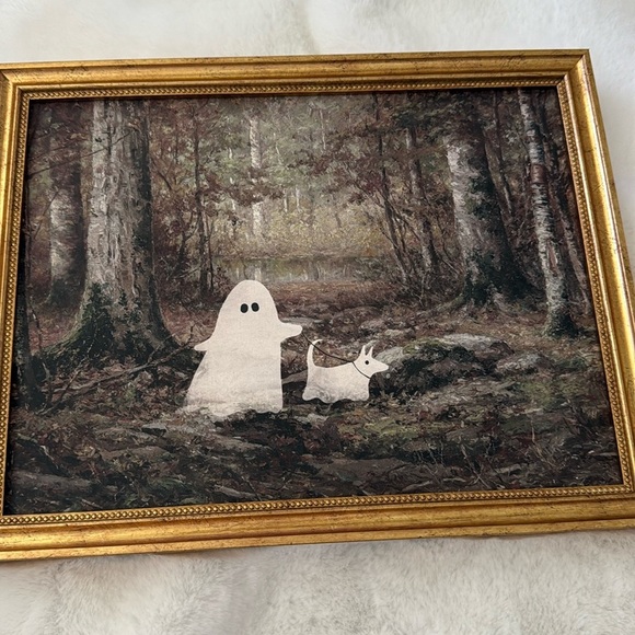 NEW Ghost Walking A Dog Wall Artt Halloween Decor - Picture 1 of 7